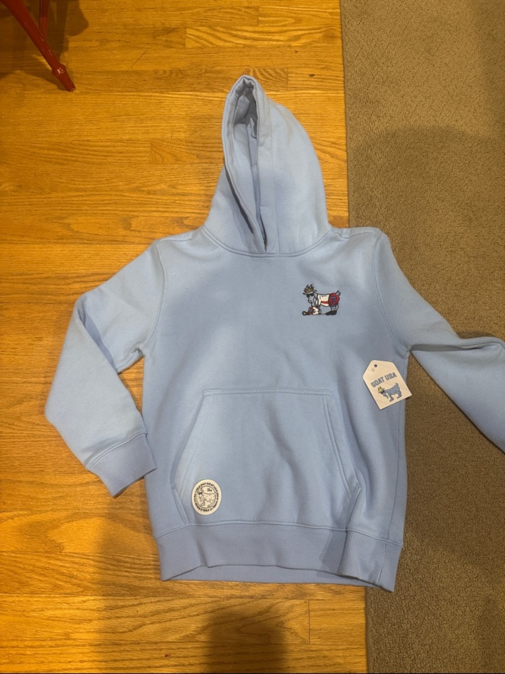 Kids GOAT USA Light Blue Graphic Hoodie Sweatshirt lacrosse